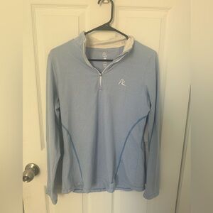 RHOBACK “The Ice Queen” Women’s Size M Light Blue Stripe 1/4 Zip Top Jacket